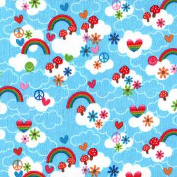Groovy Rainbow Clouds Turquoise Fat Quarter from FlannelWorld.com